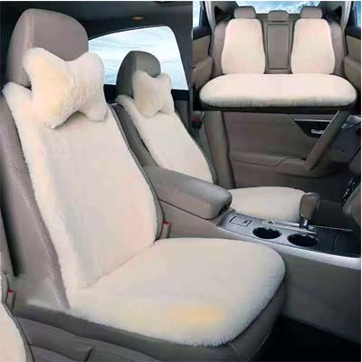 Luxury Winter Wool Car Seat Cushion – 9-Piece Set Premium Faux Fur Comfort Pack for Sedans