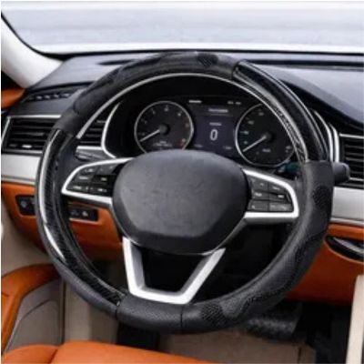 Honeycomb Design Steering Wheel Cover – Honeycomb & Carbon Fiber Grip, Durable, Stylish & Easy to Fit S44