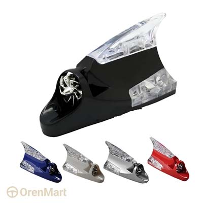 Car Shark Fin Antenna with Wind Power LED Light – Modern Design for Better Signal