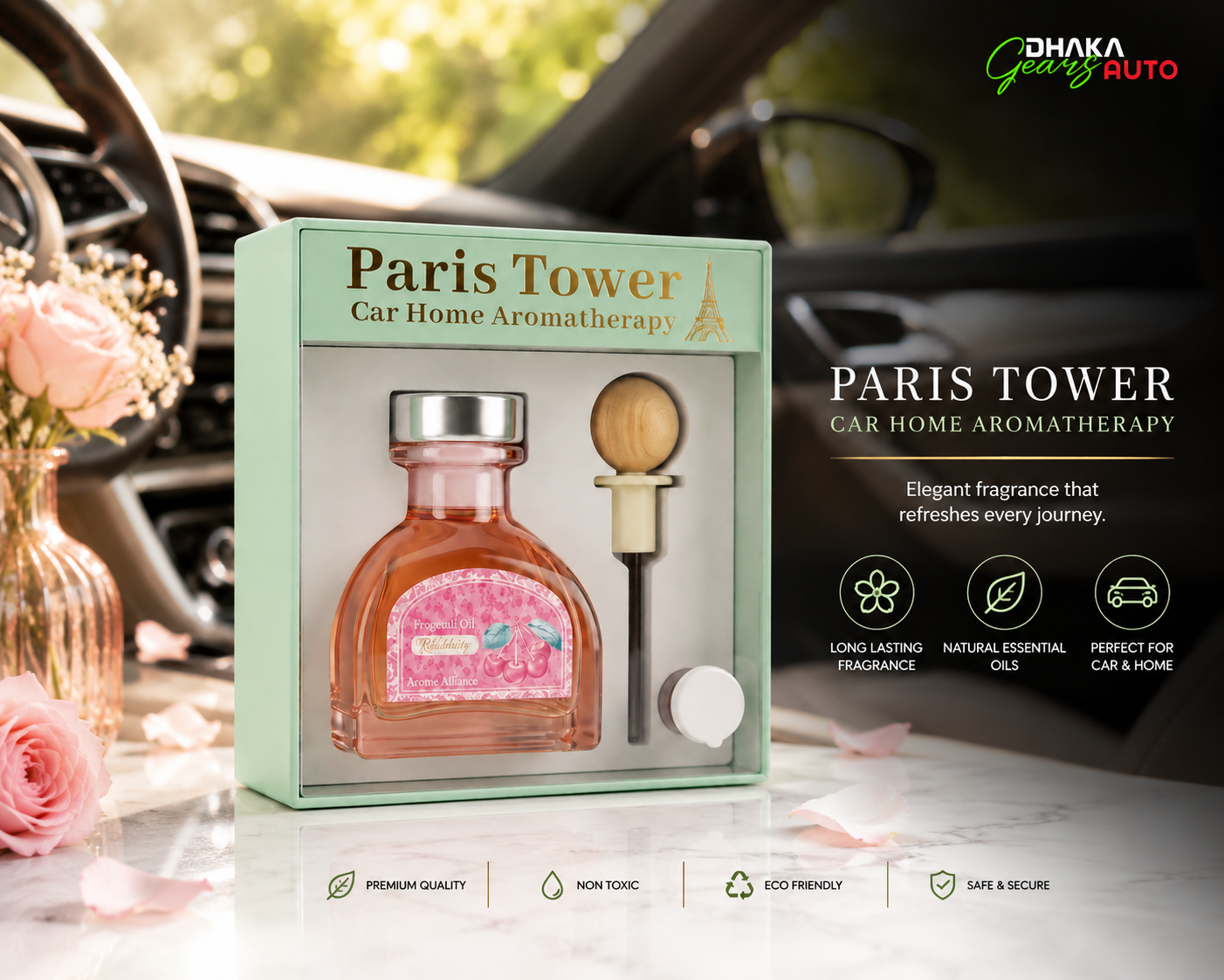Paris Tower Floral Cherry Car Home Aromatherapy