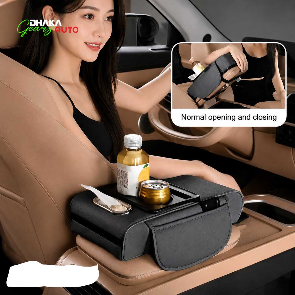 Luxury Car Armrest Console Box | Built-in Cup Holder & Tissue Box | Ultimate Comfort & Style